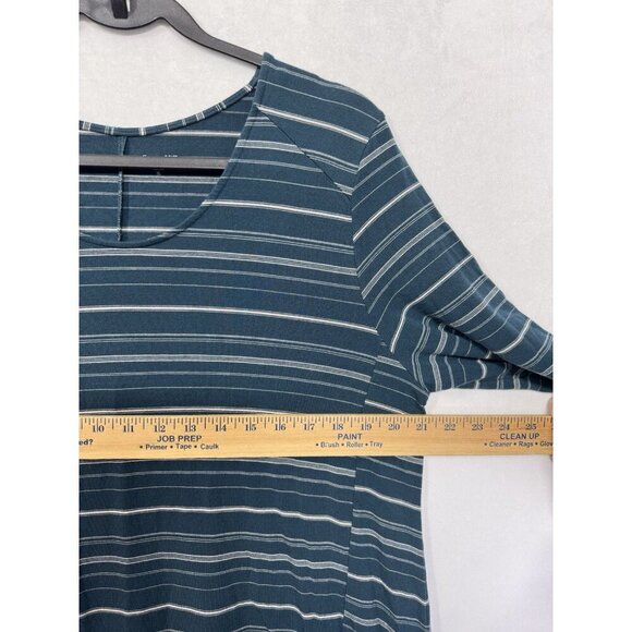 Garnet Hill Dress Womens XL Blue Stripe Seamed Knit Trapeze Scoop Neck Stretchy - Picture 7 of 10